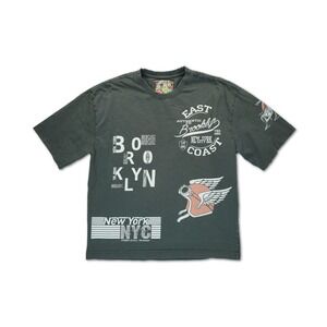 American Garage Biker Motorcycle NY Brooklyn Graphic T-Shirt Gray Medium Men's